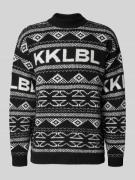 Jacquard gebreide pullover met ronde hals