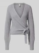 Regular fit gebreid jack met ribmotief, model 'AMANDA'