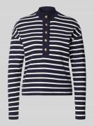 Gestreept poloshirt met sierknoop