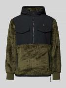 Fleecepullover met capuchon en borstzakken, model 'CURLY'