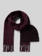 Set van muts en sjaal van zuivere scheerwol met cadeaubox