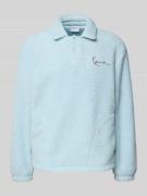 Fleecepullover met platte kraag en knoopsluiting