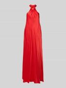 Maxi-jurk met halter, knoopdetail, model 'Huppsala'
