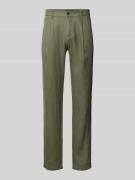Tapered linnen broek met bandplooi, model 'OSBY JOGGER'