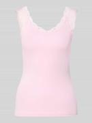 Slim fit tanktop van viscosemix, model 'BARBERA LACE'