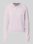 Gebreide pullover in polostijl met lange mouwen van bouclégaren