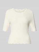 Gebreid shirt van viscosemix met ruchekraag