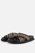 Cellini Raffia Slippers zwart Textiel