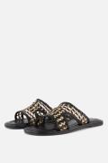 Cellini Raffia Slippers zwart Textiel