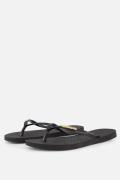 Havaianas Slim Logo Metallic Slippers zwart Rubber