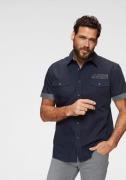 Man's World Overhemd met korte mouwen met contrastkleurig borduursel