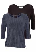 Lascana Shirt met 3/4-mouwen met modieuze cut-out in de nek (Set van 2...