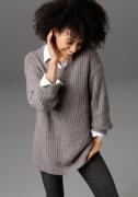 Aniston CASUAL Lange trui met vastgezette omslag bij de lange mouwen