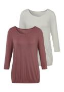 Vivance Shirt met 3/4-mouwen met elastische zoomrand (Set van 2)