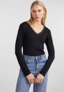 NU 20% KORTING: pieces Shirt met V-hals PCBARBERA LS LACE TOP NOOS BC