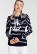 KangaROOS Sweatshirt met sportieve opstaande kraag en maritieme print