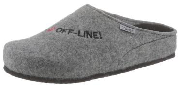NU 20% KORTING: Tofee Pantoffels met een opschrift "#off-line!"