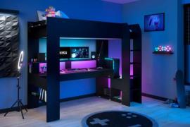 Parisot Hoogslaper Gaming-bed, met USB, led, bergruimte, bureau