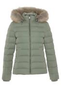 TOMMY JEANS Donsjack TJW BASIC HOODED JACKET met imitatiebont aan de c...