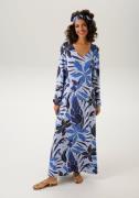 Aniston CASUAL Jerseyjurk bedrukt met harmonieuze kleuren en grote bla...