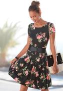 Vivance Gedessineerde jurk met bloemenmotief, t-shirtjurk, zomerjurk
