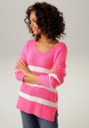 NU 25% KORTING: Aniston CASUAL Gebreide trui met een trendy streepdess...