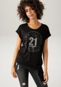 NU 25% KORTING: Aniston CASUAL T-shirt met zilverkleurige stras en pri...