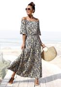 Lascana Maxi-jurk met bloemenprint en carmen halslijn, zomerjurk, stra...