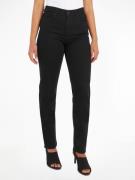 Calvin Klein Slim fit jeans MR SLIM - SOFT BLACK met leren merklabel a...