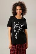 NU 20% KORTING: Aniston CASUAL T-shirt met artistiek hoofd van koord e...