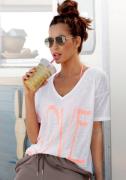 NU 20% KORTING: Vivance Shirt met V-hals met neon print, t-shirt, stra...