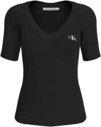 NU 20% KORTING: Calvin Klein T-shirt WOVEN LABEL RIB V-NECK TEE