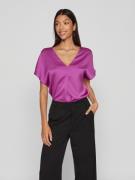 Vila Shirt met V-hals VIELLETTE V-NECK S/S SATIN TOP - NOOS