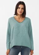 NU 20% KORTING: Zwillingsherz Sweatshirt V-halslijn in Used-look licht...