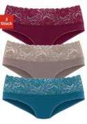 Vivance Slip van elastische katoen met florale kant (set, 3 stuks)