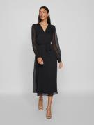 NU 20% KORTING: Vila Chiffon jurk VIFALIA V-NECK L/S MIDI DRESS - NOOS