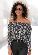 NU 20% KORTING: Lascana Blouse met carmenhals met alloverprint, damesb...