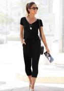 Lascana 7/8-jumpsuit met v-hals, korte mouwen jumpsuit, basic