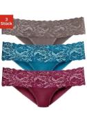 Vivance Brazilian slip van elastische katoen met florale kant (3 stuks...