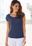 NU 20% KORTING: Lascana Lang shirt Met brede tailleband van zachte vis...