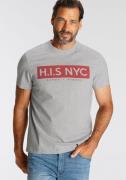 H.I.S Shirt met ronde hals smalle pasvorm, bedrukt ontwerp, van 100% k...