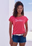 NU 20% KORTING: Beachtime T-shirt Met frontprint "Smile" in een zachte...