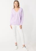 Zwillingsherz Sweatshirt met rafelige v-halslijn in vintage-look