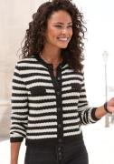 NU 20% KORTING: Lascana Vest met streeppatroon, contrasterende manchet...