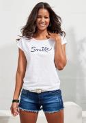 NU 20% KORTING: Beachtime T-shirt Met frontprint "Smile" in een zachte...