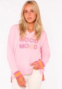 Zwillingsherz Sweatshirt DANA met "good mood"-opdruk en neonkleurige b...