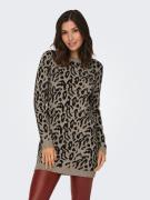 NU 20% KORTING: Only Gebreide jurk ONLJENNI LS ANIMAL DRESS EX KNT