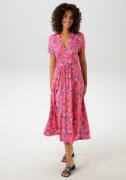 Aniston CASUAL Zomerjurk met kunstzinnige bloemen en bladeren bedrukt