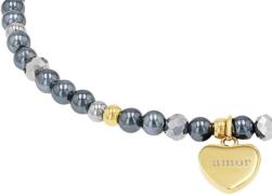 Amor Armband Hart, 2039084 met hematiet - met schelpkernparel