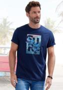 John Devin T-shirt Ronde hals shirt met surf-print van 100% katoen